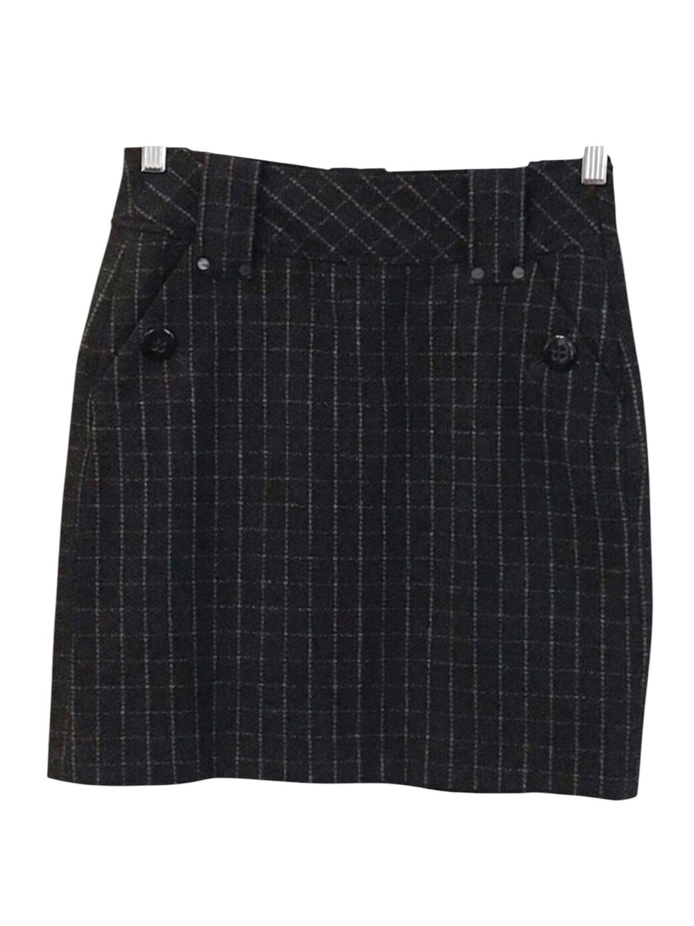 ESPRIT mini skirt 75% wool plaid size 0 black grey